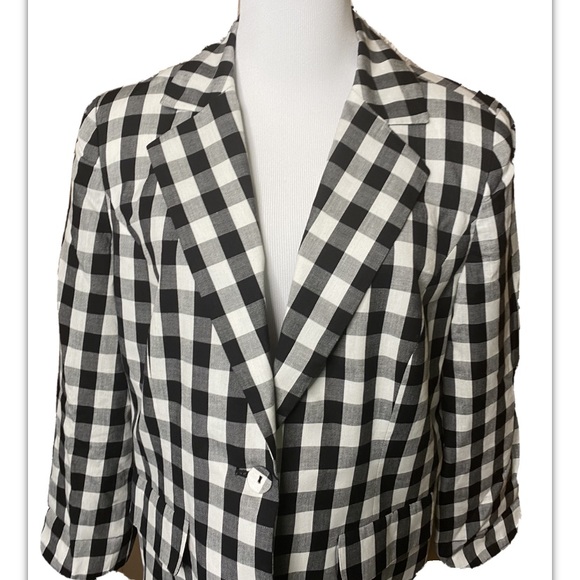 JM Collections jacket black white gingham size 10 - Picture 4 of 5